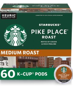 Starbucks K-Cup Coffee Pods, Medium Roast Coffee, Pike Place Roast for Keurig Brewers, 100% Arabica, 6 boxes (60 pods total)