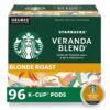 Starbucks K-Cup Coffee Pods, Starbucks Blonde Roast Coffee, Veranda Blend for Keurig Brewers, 100% Arabica, 4 boxes (96 pods total)