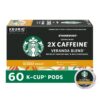 Starbucks K-Cup Coffee Pods, Starbucks Blonde Roast Coffee With 2X Caffeine Veranda Blend, 100% Arabica, 6 Boxes (60 Pods Total)