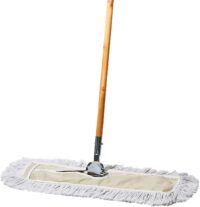 Tidy Tools Commercial Dust Mop & Floor Sweeper – 24 x 5 in. Cotton Reusable Mop Head, Wooden Broom Handle, & Metal Frame