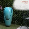 Alpine Corporation DIG100XS 33 in. Tall Water Jar Fountain with LED Light, Turquoise