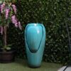 Alpine Corporation DIG100XS 33 in. Tall Water Jar Fountain with LED Light, Turquoise