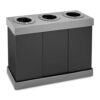 Alpine Industries 471-03-BLK 28 Gal. Black Corrugated Plastic 3-Compartment Indoor Trash Can and Recycling Bin