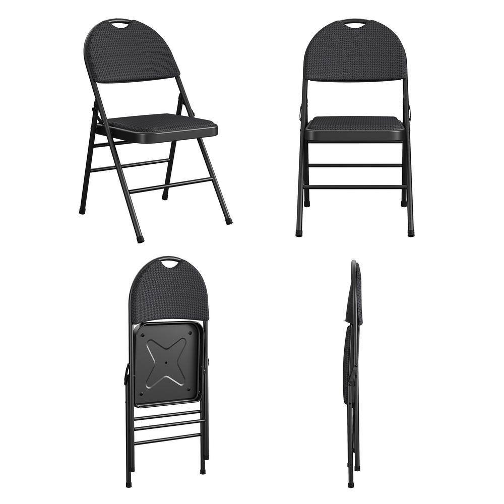 Mainstays Fabric Padded Folding Chair, Black, 4 Count 