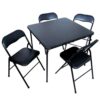 Plastic Development Group PDG-819 5-Piece 34 in. Black Card Table and 4 Chairs Furniture Set