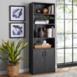 Mainstays Traditional 5 Shelf Bookcase With Doors, Black