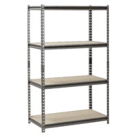 Muscle Rack 36"W x 18"D x 60"H 4-Shelf Steel Freestanding Shelves, Silver-Vein