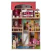 Gardenised QI004210 Wooden Doll House with Toys and Furniture Accessories with LED Light for Ages 3 plus