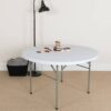 Carnegy Avenue CGA-FLF-20747-GR-HD 47.75 in. Granite White Plastic Tabletop Metal Frame Folding Table