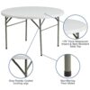 Carnegy Avenue CGA-FLF-20747-GR-HD 47.75 in. Granite White Plastic Tabletop Metal Frame Folding Table