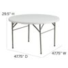 Carnegy Avenue CGA-FLF-20747-GR-HD 47.75 in. Granite White Plastic Tabletop Metal Frame Folding Table