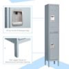 Mlezan DBDG2022101G Metal Locker 2 Tier 12 in. D x 12 in. W x 66 in. H in Gray Lockable 2 Doors Storage Locker for School Changing Room Gym