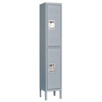 Mlezan DBDG2022101G Metal Locker 2 Tier 12 in. D x 12 in. W x 66 in. H in Gray Lockable 2 Doors Storage Locker for School Changing Room Gym