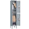 Mlezan DBDG2022101G Metal Locker 2 Tier 12 in. D x 12 in. W x 66 in. H in Gray Lockable 2 Doors Storage Locker for School Changing Room Gym