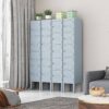 Mlezan DBDG2022103G 4-Tier Metal Locker 4 Doors Storage Shelves Locker 12 in. D x 12 in. W x 66 in. H in Gray for Employees Workers Students
