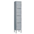 Mlezan DBDG2022103G 4-Tier Metal Locker 4 Doors Storage Shelves Locker 12 in. D x 12 in. W x 66 in. H in Gray for Employees Workers Students
