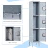 Mlezan DBWL202017G-1 3-Tier Shelf Metal Locker for Employees Students Gym Storage Cabinet Locker in Gray, 66 in. H x 12 in. D x 12 in. W