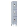 Mlezan DBWL202017G-1 3-Tier Shelf Metal Locker for Employees Students Gym Storage Cabinet Locker in Gray, 66 in. H x 12 in. D x 12 in. W
