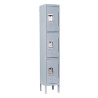 Mlezan DBWL202017G-1 3-Tier Shelf Metal Locker for Employees Students Gym Storage Cabinet Locker in Gray, 66 in. H x 12 in. D x 12 in. W