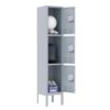 Mlezan DBWL202017G-1 3-Tier Shelf Metal Locker for Employees Students Gym Storage Cabinet Locker in Gray, 66 in. H x 12 in. D x 12 in. W