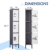 Mlezan DBWL202205GW Metal Locker 3 Doors for Employee, Gym Locker with Hooks, 3 Tier Shelves Storage Locker in 66" H x 12"D x 12"W