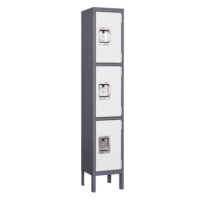 Mlezan DBWL202205GW Metal Locker 3 Doors for Employee, Gym Locker with Hooks, 3 Tier Shelves Storage Locker in 66" H x 12"D x 12"W