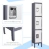 Mlezan DBWL202205GW Metal Locker 3 Doors for Employee, Gym Locker with Hooks, 3 Tier Shelves Storage Locker in 66" H x 12"D x 12"W