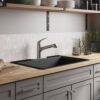 KOHLER RH8437-1-CM1 Kennon 33 in. 1- Hole Undermount Single Bowl Granite Composite Kitchen Sink in Matte Black