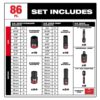 Milwaukee 49-66-7009-49-66-7009 SHOCKWAVE 3/8 in. Drive SAE and Metric 6 Point Impact Socket Set (86-Piece)