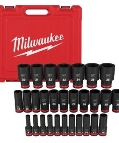 Milwaukee 49-66-7015 SHOCKWAVE 1/2 in. Drive Metric 6 Point Impact Socket Set (29-Piece)