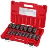 Milwaukee 49-66-7093 SHOCKWAVE 1/2 in. Drive SAE Deep Well 6 Point Impact Socket Set (18-Piece)