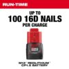 Milwaukee 2458-20 M12 12-Volt Lithium-Ion Cordless Palm Nailer (Tool-Only)