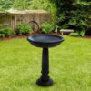 MPG PF6044AC 22 in. Dia Aged Charcoal Cast Stone Fiberglasst Bird Bath