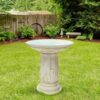 MPG PF6284AW 32.5 in. H. Aged White Cast Stone Fiberglass Royal Leaf Round Birdbath MPG PF6284AW 32.5 in. H. Aged White Cast Stone Fiberglass Royal Leaf Round Birdbath