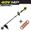 RYOBI RY40209BTL-AC 40V HP Brushless Cordless Carbon Fiber Shaft Attachment Capable String Trimmer (Tool-Only) with 5-Pack of Pre-Cut Line
