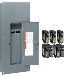 Square D HOM3060M200PCVP Homeline 200 Amp 30-Space 60-Circuit Indoor Main Breaker Plug-On Neutral Load Center with Cover(HOM3060M200PCVP)