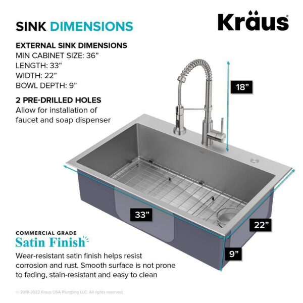 Kraus Kch 1000 Loften All In One 33 In Drop In Undermount Single Bowl