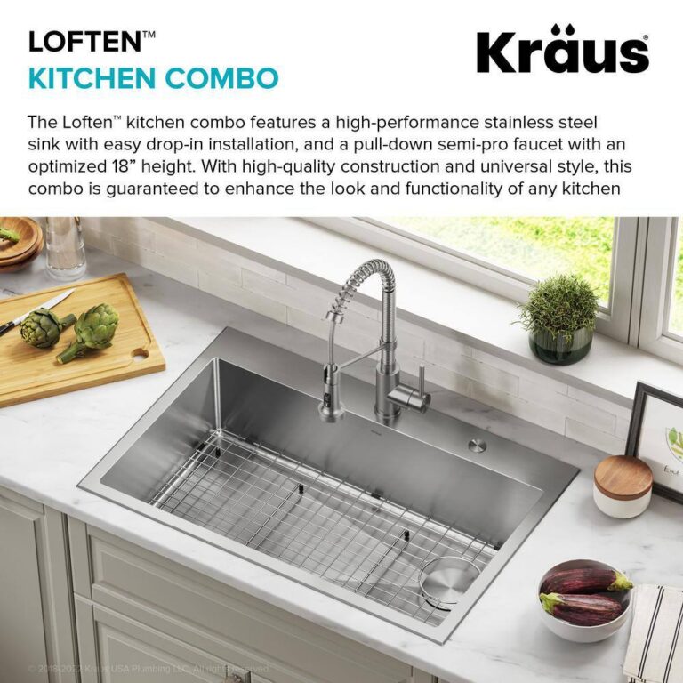 Kraus Kch 1000 Loften All In One 33 In Drop In Undermount Single Bowl