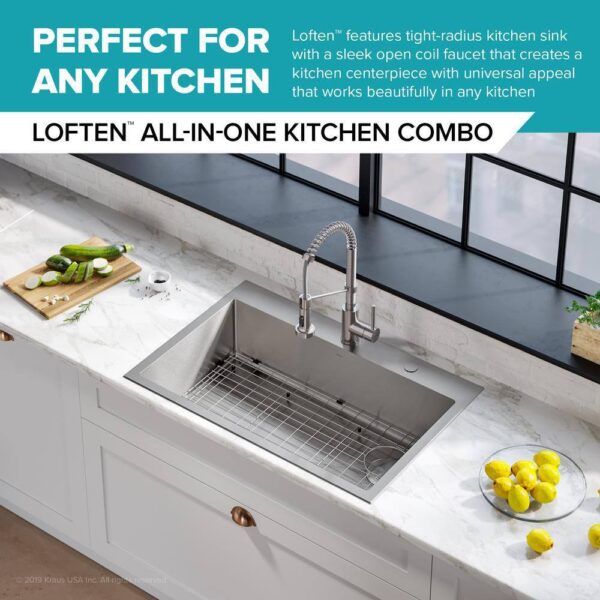 KRAUS KCH-1000 Loften All In-One 33 In. Drop In/Undermount Single Bowl ...