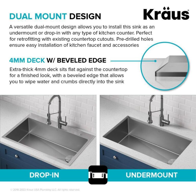 Kraus Kch 1000 Loften All In One 33 In Drop In Undermount Single Bowl