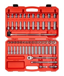 TEKTON SKT25301 1/2 in. Drive 6-Point Socket and Ratchet Set 3/8 in. to 1 in., 10 mm to 24 mm (58-Piece)