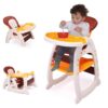 TOBBI TH17L0218 3-in-1 Convertible Toddler Highchair Table Booster Seat with Feeding Tray, Yellow