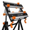 WEN WB2322T 24 in. H Tilting Steel Adjustable Portable Work Bench Sawhorse and Vise with 8 Sliding Clamps