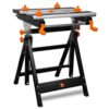 WEN WB2322T 24 in. H Tilting Steel Adjustable Portable Work Bench Sawhorse and Vise with 8 Sliding Clamps