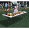Plastic Development Group PDG-816 8 ft. White Plastic Fold-In-Half Folding Table
