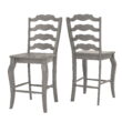 Weston Home Farmhouse Vintage French Ladder Back Solid Wood Counter Height Chair, Set of 2, Antique Grey
