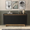 Boahaus Montresor Black Matte 29.75” x 53.38” Sideboard, 4-Cabinets, 3 Doors