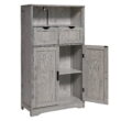 IWELL Large Storage Cabinet, Bathroom Storage Cabinet with 2 Drawers & 2 Shelves, Floor Cabinet for Living Room, Bedroom, Home Office, Grey