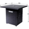 Mainstays 28" Square 50000 BTU Propane Gas Fire Pit Table with Lava Rocks, Metal Lid and Protective Cover