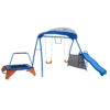 Fitness Reality Kids Premiere Fitness Metal Swing Set Belt Swing Playground with Trampoline